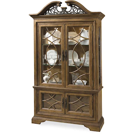 Display China Cabinet with Circular Wood Frework